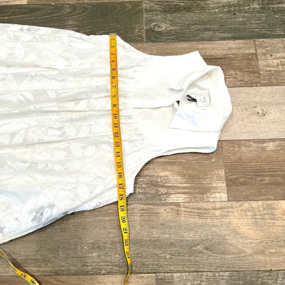 Anthropologie HD in Paris Shirt Swing Dress Size M White Mesh Lace - Picture 8 of 9